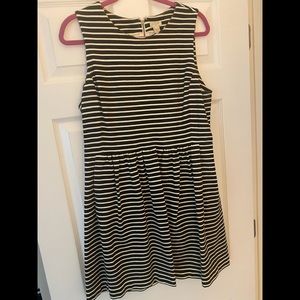Black and white striped A-line J. Crew dress